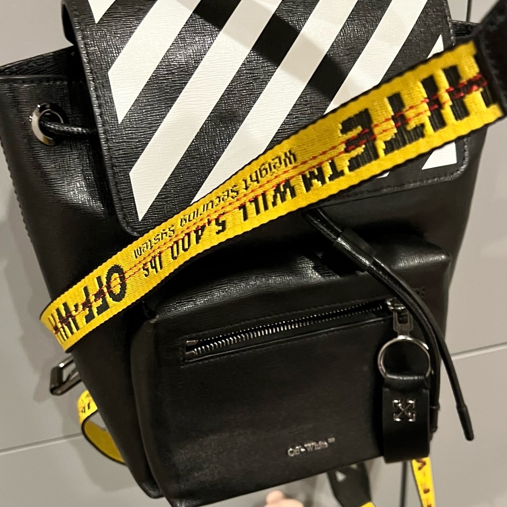 Off-White Black Leather Backpack - image 5